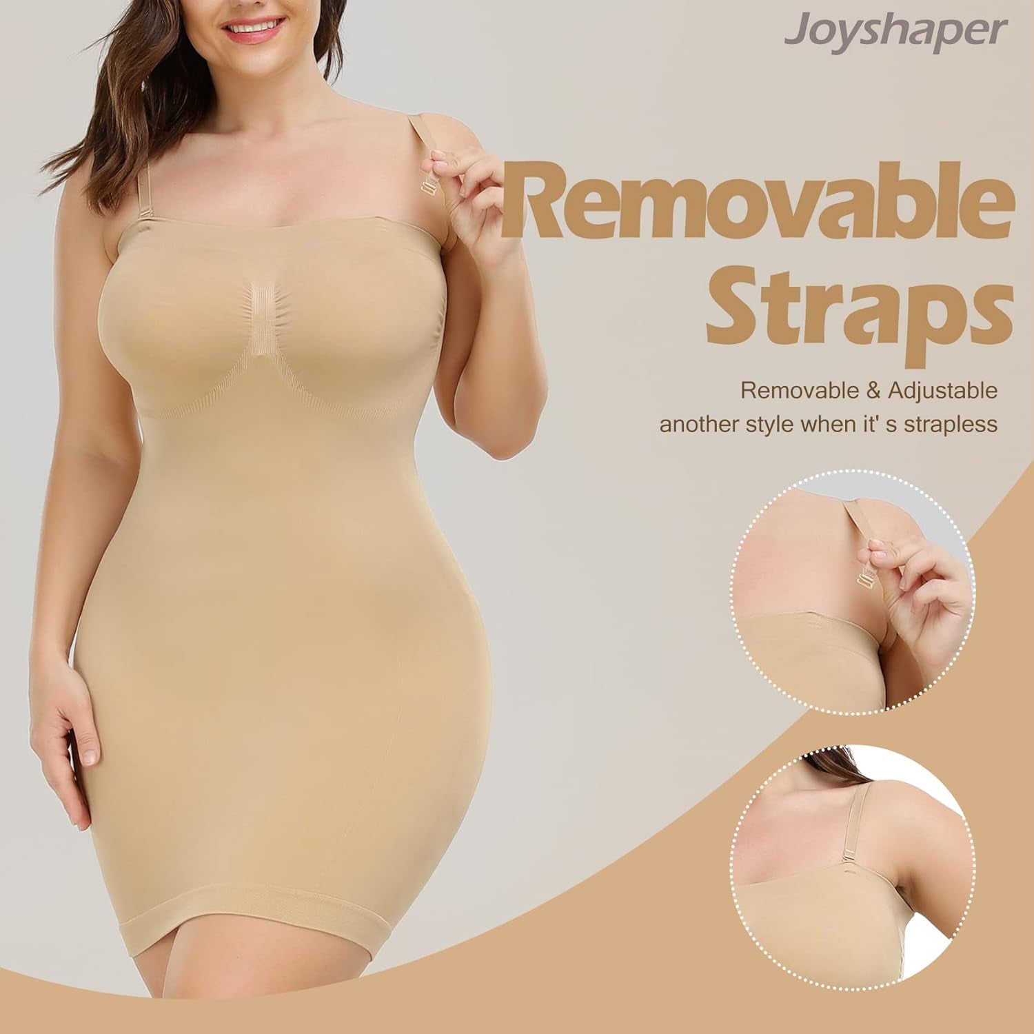Strapless Dress Slips for Women Shapewear Camisole Body Shaper Tummy Control Slip Seamless Full Cami