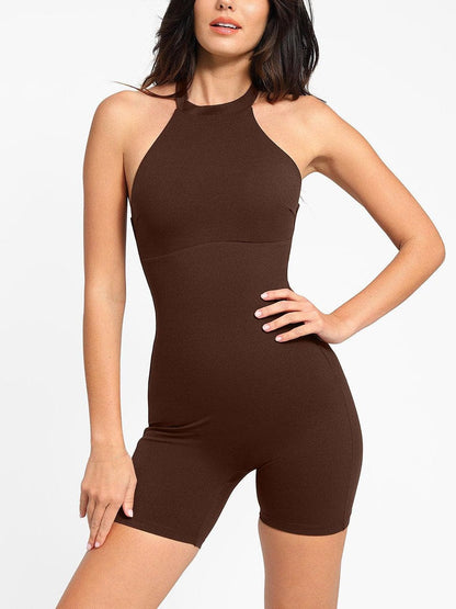 Wholesale One Piece Waist and Abdomen Shaping Shapewear Romper Halter