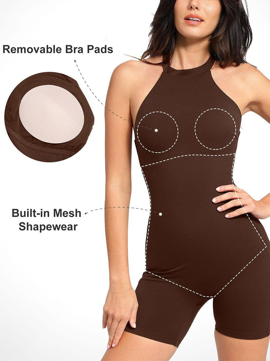 Wholesale One Piece Waist and Abdomen Shaping Shapewear Romper Halter