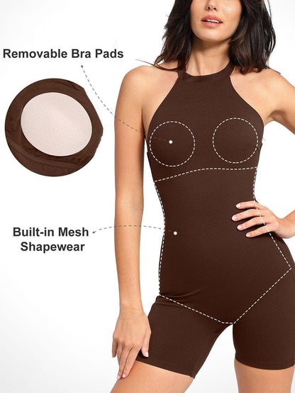 Wholesale One Piece Waist and Abdomen Shaping Shapewear Romper Halter