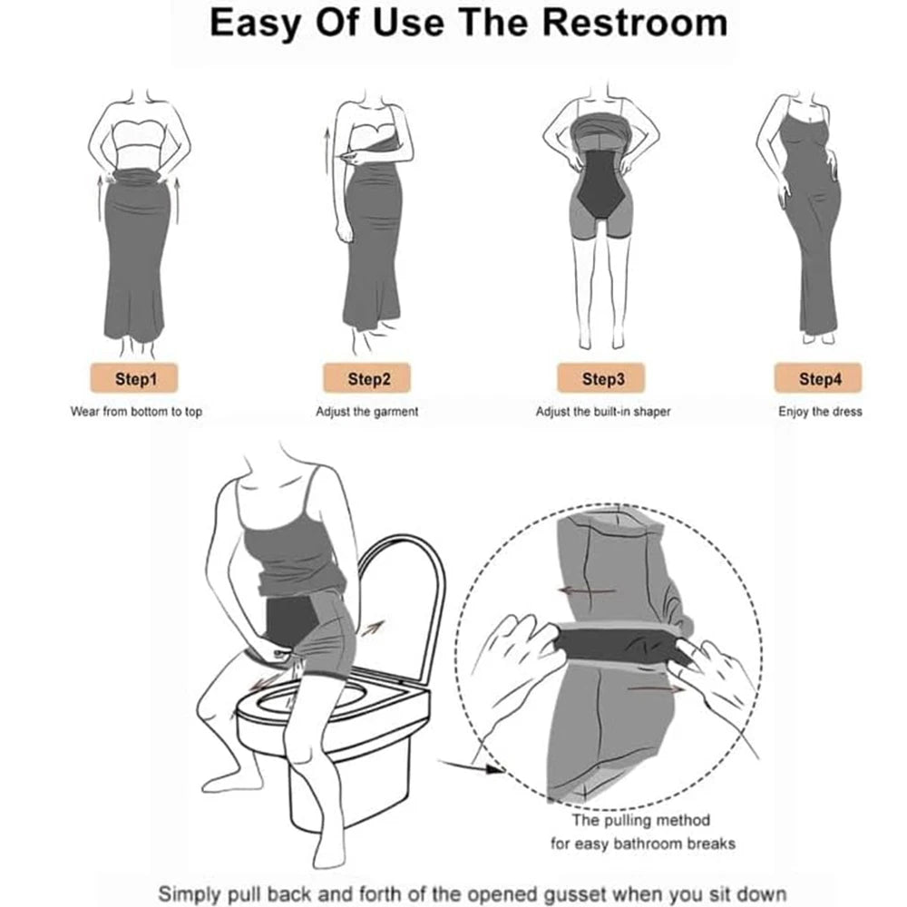 Women Shapewear Dress Control Slips Body Shaper Tight Slimming Control Panties in 1 Short Sleeves Casual Summer Dresses