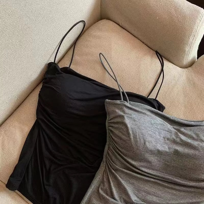 New Women'S Halter Top Summer Korean Style Trend Fashion Built-In Women'S Bra Stretch Women'S Beach Everyday Casual Tank Top