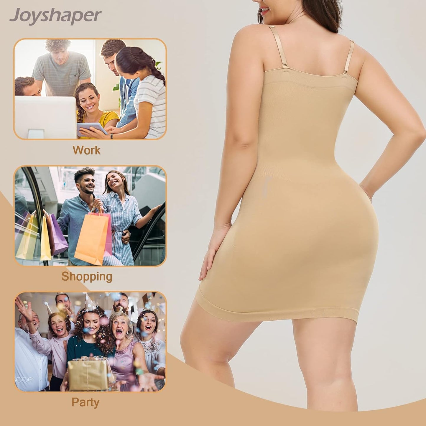 Strapless Dress Slips for Women Shapewear Camisole Body Shaper Tummy Control Slip Seamless Full Cami