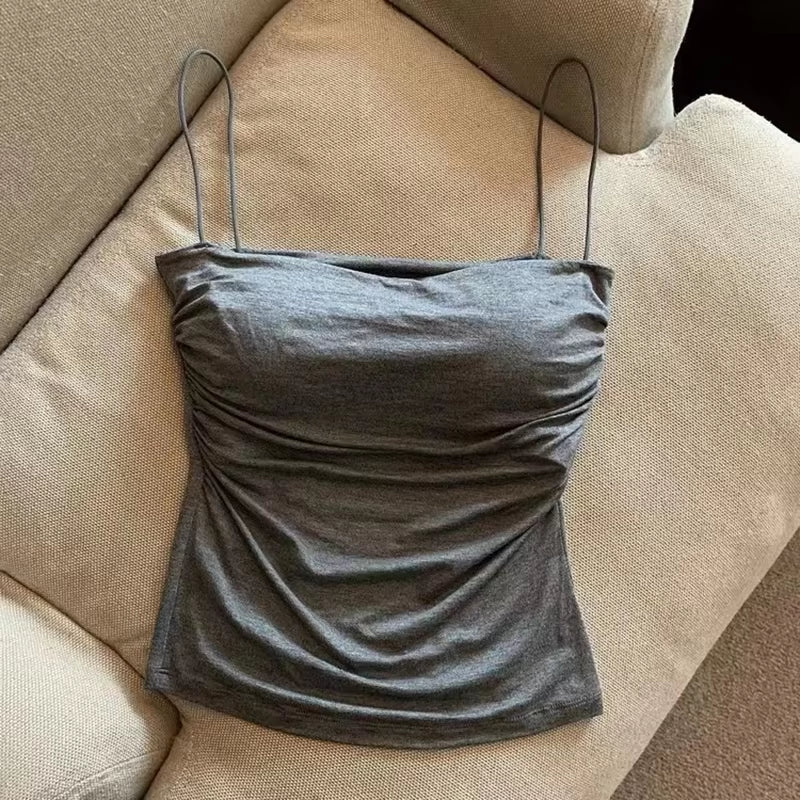 New Women'S Halter Top Summer Korean Style Trend Fashion Built-In Women'S Bra Stretch Women'S Beach Everyday Casual Tank Top