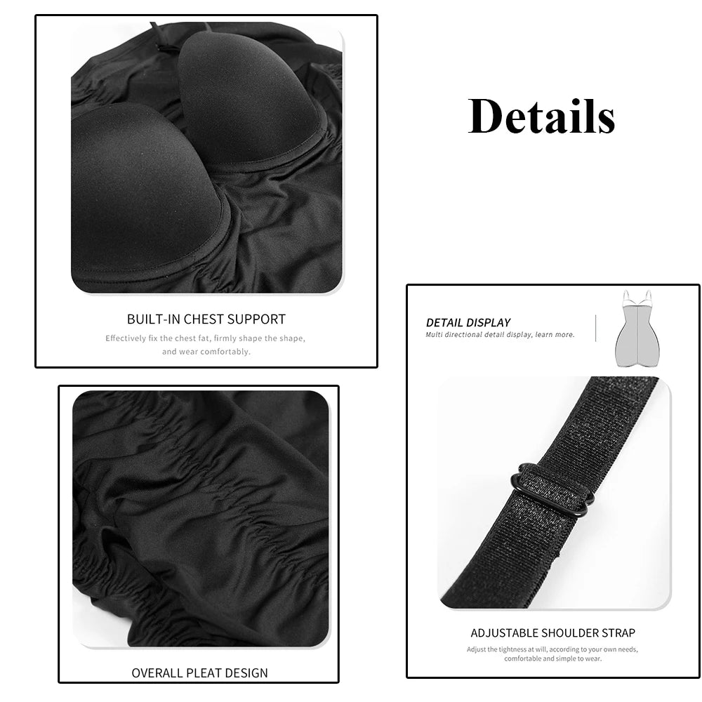 Shapewear Control Slips Dress Women Black Slip Dress High-Waisted Slimming Dress with Adjusteble Shoulder Straps