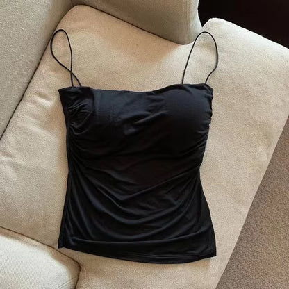 New Women'S Halter Top Summer Korean Style Trend Fashion Built-In Women'S Bra Stretch Women'S Beach Everyday Casual Tank Top